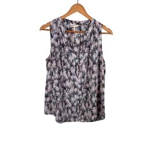 Rebecca Taylor Womens Ikat Printed Silk Tank Blouse 10